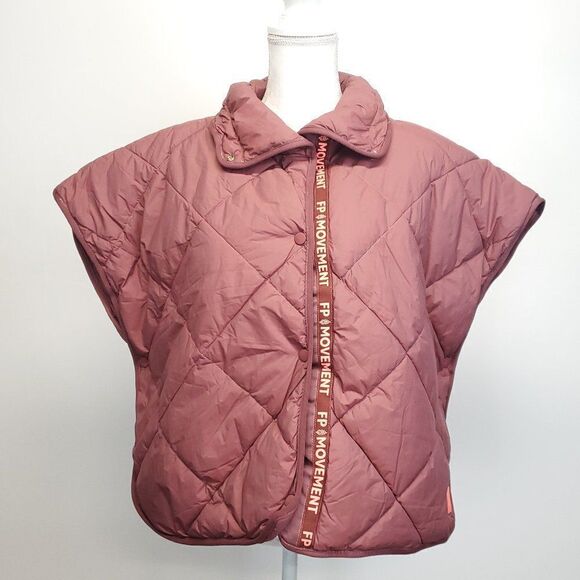 Free People Movement Chill Out Packable Puffer Poncho Scarf Vest One Size - Picture 12 of 15